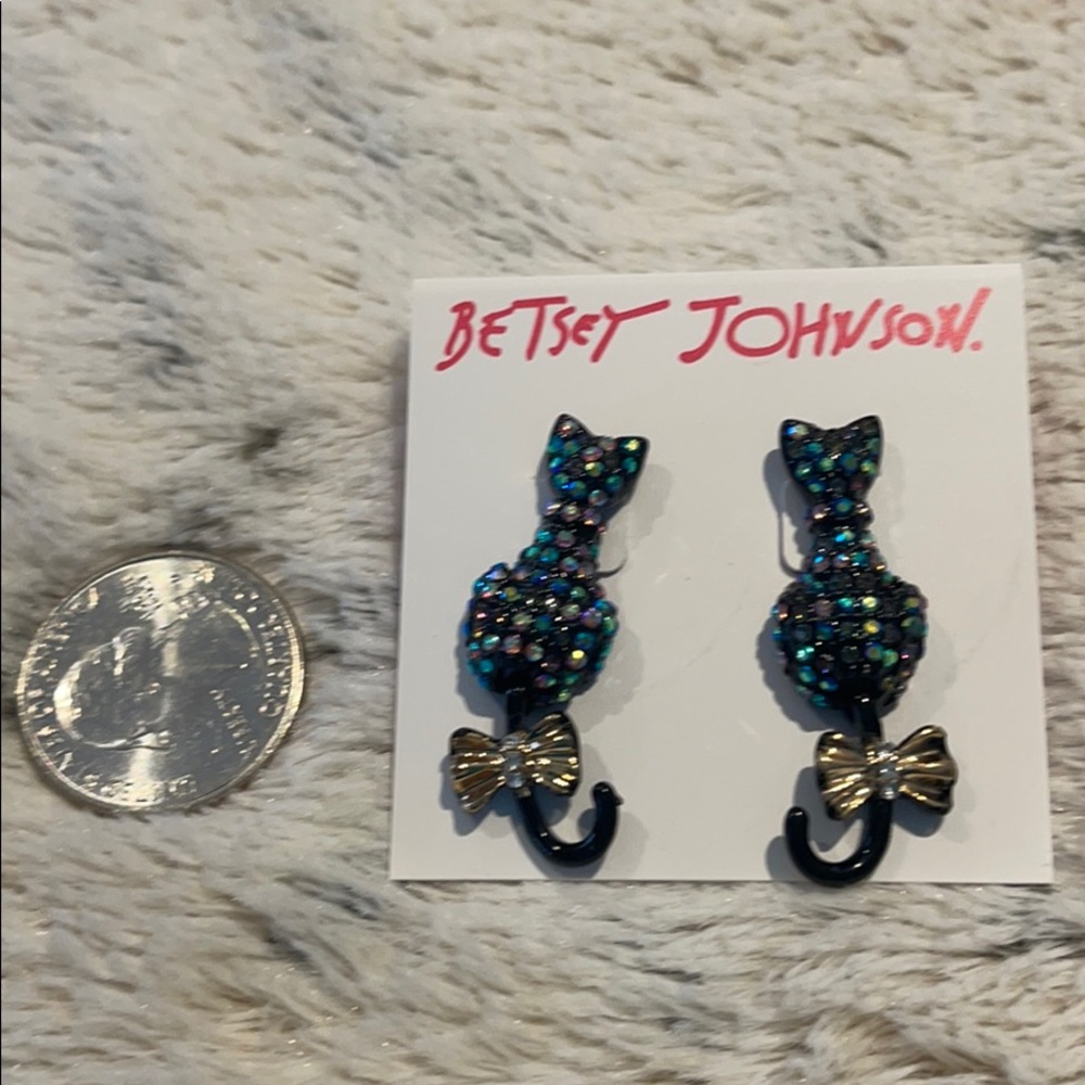 💘💘Betsy Johnson 🐱black cat gorgeous earrings 💗 - Picture 4 of 4